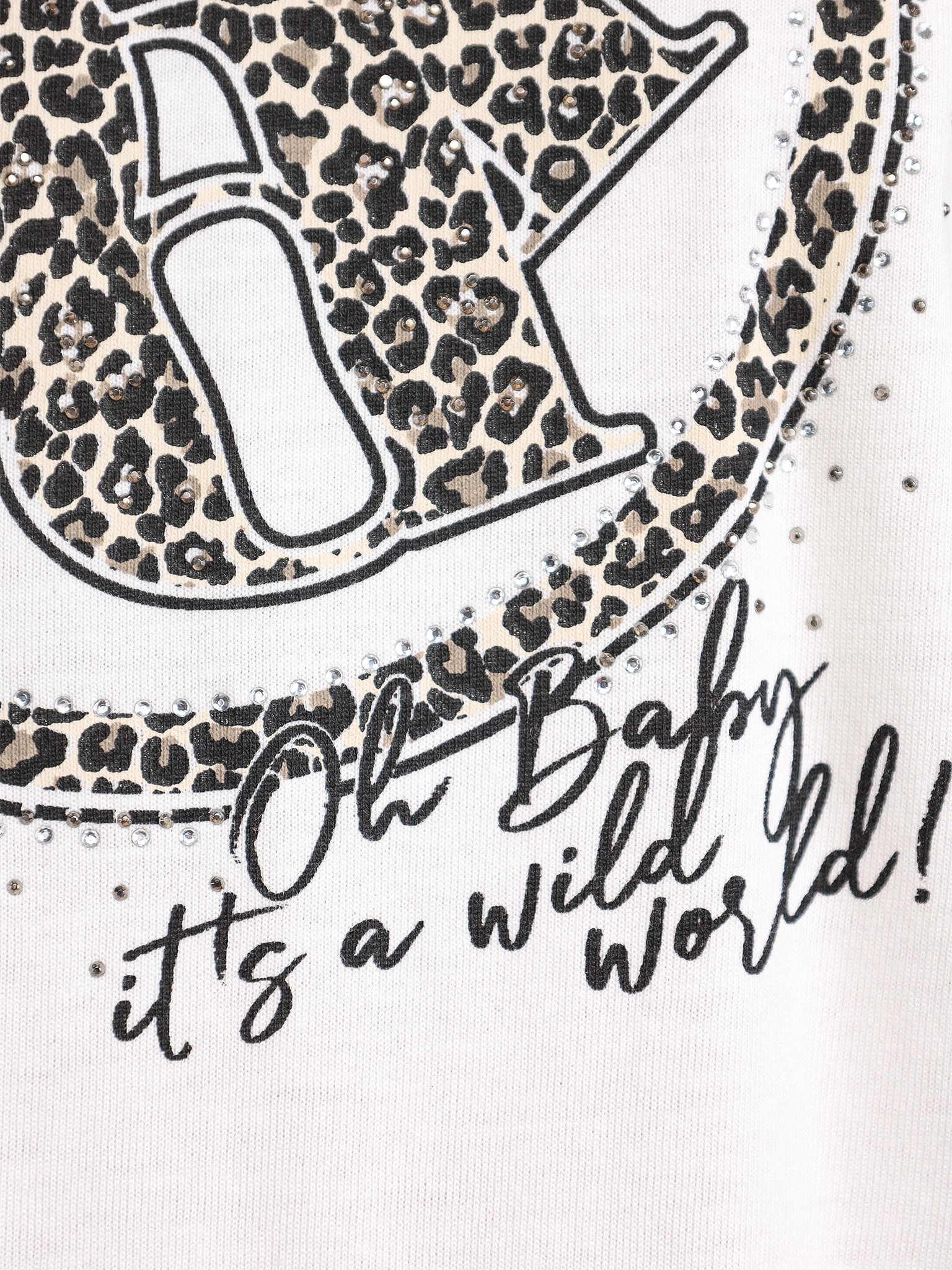 Футболка белого цвета со стразами из смесового хлопка